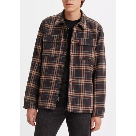 LEVIS Men’s Plaid Flannel Shacket Zip Snap Closure Lined Size Medium - Picture 1 of 11